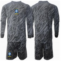 Camiseta Brasil Portero Segunda Equipación Replica Copa America 2024 para niños mangas largas (+ Pantalones cortos)